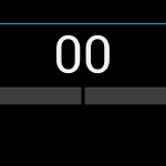 Screenshot of the Timer Layout Example program that I created for the Screen Size Dilemma post. Shows the title, chronometer and 2 buttons in landscape mode on Android Honeycomb