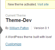 Build a WordPress theme and activate it